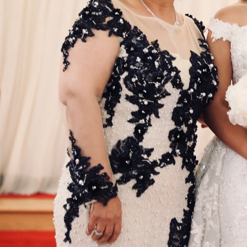 Gorgeous Mother of the Bride Gown - Half Beige Half Navy